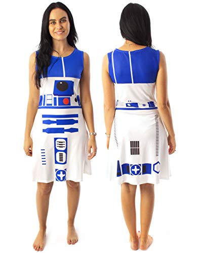 Star Wars R2D2 Disfraz Vestido Mujer Mujer Cosplay Droid Ropa Blanca
