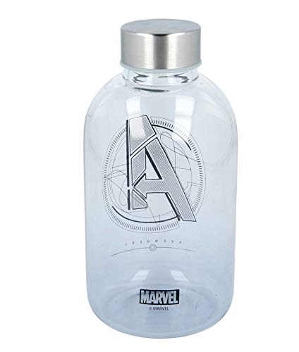 Stor Marvel | Botella De Agua De Cristal De Borosilicato Reutilizable - 620 ml - Botella De Agua De Vidrio con Tapón Hermético