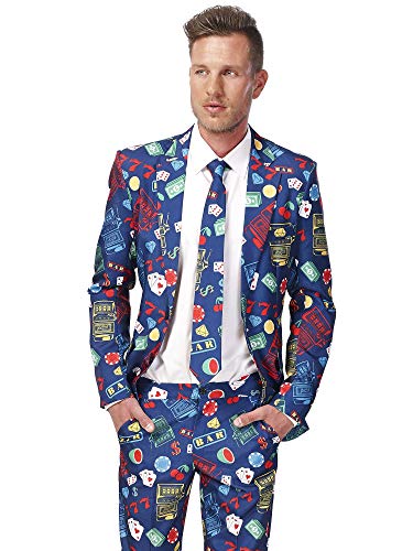 Suitmeister Men Suit Juego de Pantalones de Traje de Negocios, Casino Slot Machine, XXL para Hombre