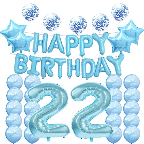 Suministros de fiesta para decoración de cumpleaños 22, globos de cumpleaños 22, globos de Mylar número 22, decoración de globos de látex, gran regalo de cumpleaños para niñas, accesorios de fotos
