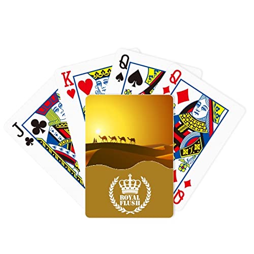 Sunset All the Way to the Silk Road Camel Desert Royal Flush Poker Juego de cartas