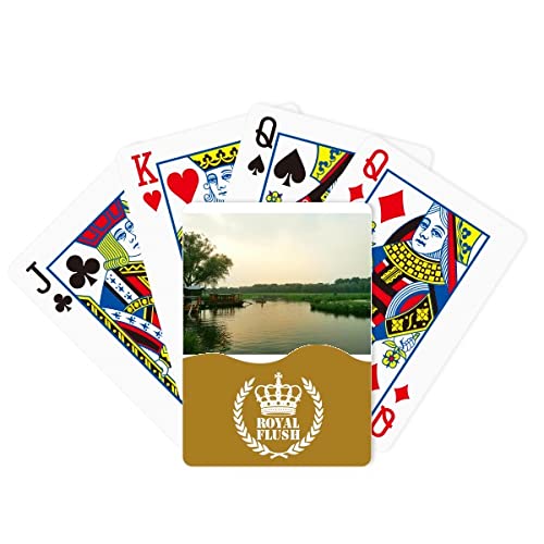 Sunset Lake View Photography Royal Flush Poker Juego de cartas