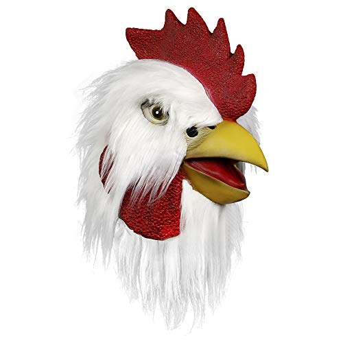 supremask Disfraz de Gallo Pollo Novedad Cosplay Animal Disfraz de Halloween Fiesta Disfraz de látex (Gallo Blanco)