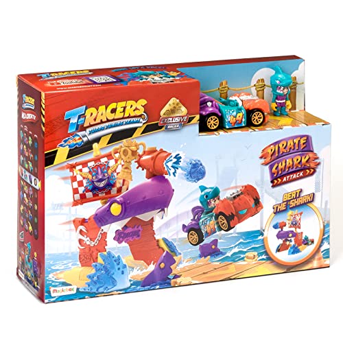 T-Racers, Pirate Shark - Barco Pirata con 1 piloto y 1 Coche, Pista de Coches de Juguete (PTRSD014IN20, Magic Box Toys)