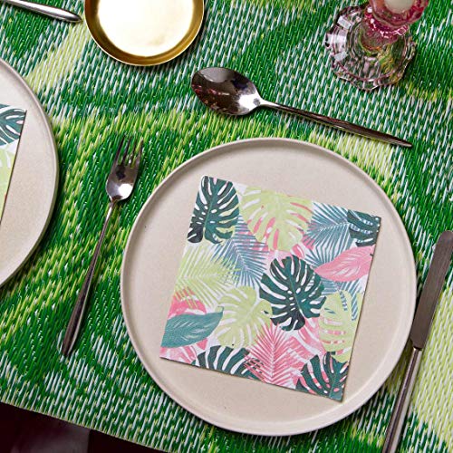 Talking Tables Servilletas de papel de hojas de palmera tropical en colores pastel, desechables, vajilla para cenar, cumpleaños, fiesta en el jardín, verano, picnic, safari, hawaiano, decoupage