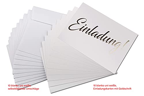 Tarjeta de invitación dorada, 10 tarjetas por una cara, incluye 10 sobres, elegante y sencilla invitación para bodas, nacimientos, bautizos, cumpleaños, aniversarios