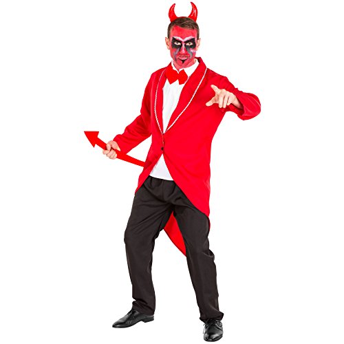 TecTake dressforfun Disfraz de Diablo para Hombre | Camisa con músculos con Pajarita Cosida | Pantalones Elegantes | Diadema con Cuernos (S | no. 300165)