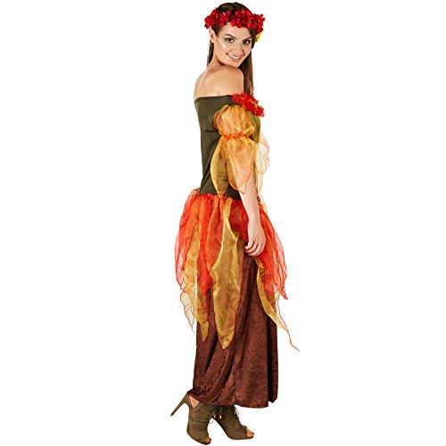 TecTake dressforfun Disfraz de Hada del Otoño para Mujer | Vestido Largo Consta de Varias Capas | Incl. Corona Floral a Juego (XL | No. 301153)