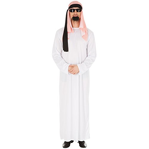 TecTake dressforfun Disfraz para Hombre Jeque Arabe | Capa Elegante y Lujosa y Sombrero con Cordel | Incl. Barba Adhesiva (L | No. 301032)