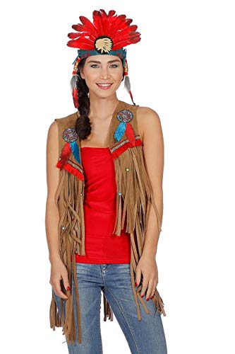 TH-MPt Chaleco indio con flecos y plumas, disfraz para mujer, disfraz de squaw del salvaje oeste, disfraz para carnaval, fiesta temática de india (44)