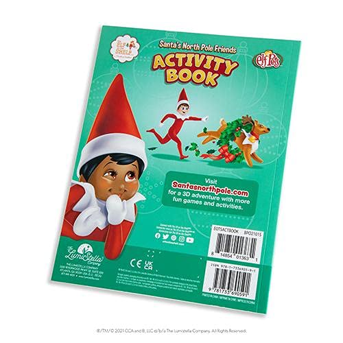 The Elf on the Shelf Libro de colorear para niños con texto en inglés "Santa's North Pole Friends: An Activity Book | Pegatinas para niños | Accesorios de elfo en el estante