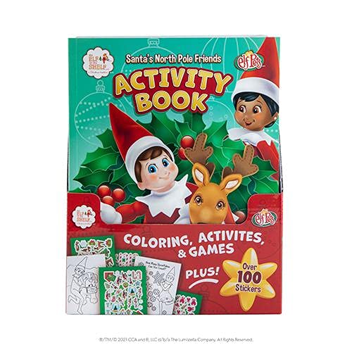 The Elf on the Shelf Libro de colorear para niños con texto en inglés "Santa's North Pole Friends: An Activity Book | Pegatinas para niños | Accesorios de elfo en el estante