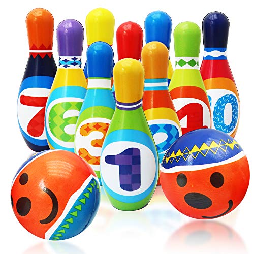 THE TWIDDLERS Juego de Bolos Suave para Infantiles - Bowling Set con 10 Alfileres 2 Bolas para Niños Pequeños y Bebé Niños Niñas