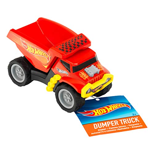 Theo Klein 2438 Camión Hot Wheels - Camión con volquete de buena calidad - Vehículo de obra con neumáticos anchos - Juguete para niños a partir de 3 años