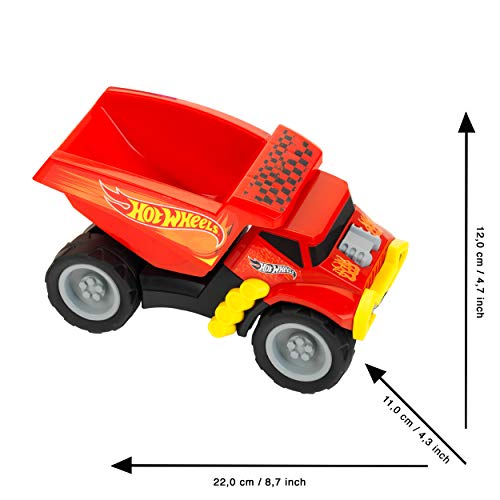 Theo Klein 2438 Camión Hot Wheels - Camión con volquete de buena calidad - Vehículo de obra con neumáticos anchos - Juguete para niños a partir de 3 años