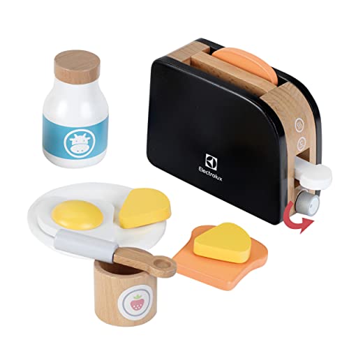 Theo Klein 7400 Tostadora Electrolux de madera - Con rebanadas de pan, mantequilla y mucho más - Accesorios para cocinas de juguete - Para niños a partir de 3 años