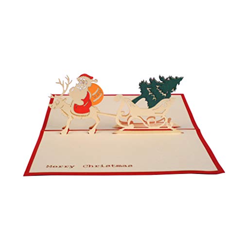 Toddmomy Navidad 3D Tarjeta de Felicitación de Papel Tarjeta Emergente de Santa Claus con Sobres para Fiestas Festivas Invitación del Festival Accesorios de Bendición (Rojo)