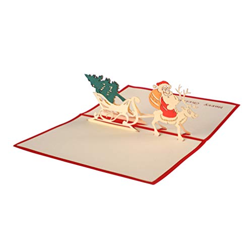 Toddmomy Navidad 3D Tarjeta de Felicitación de Papel Tarjeta Emergente de Santa Claus con Sobres para Fiestas Festivas Invitación del Festival Accesorios de Bendición (Rojo)