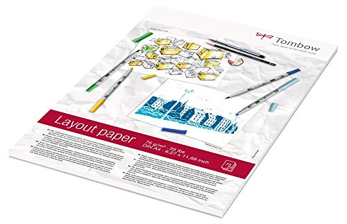 Tombow Layout - Papel Blanco de Dibujo para Ilustraciones, Diseños y Mezclas de Colores, Pack de 75 Hojas A4, Papel de 75 g/m2