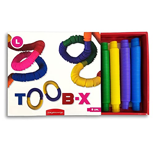 TOOB-X Juguete Sensorial de Tubos Pop. Juguetes antiestrés de Colores, Fidget Pop Multicolor. Tubos extendibles y conectables Entre Ellos. 8 Piezas (Tamaño L)