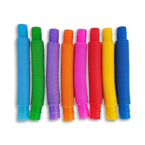 TOOB-X Juguete Sensorial de Tubos Pop. Juguetes antiestrés de Colores, Fidget Pop Multicolor. Tubos extendibles y conectables Entre Ellos. 8 Piezas (Tamaño L)