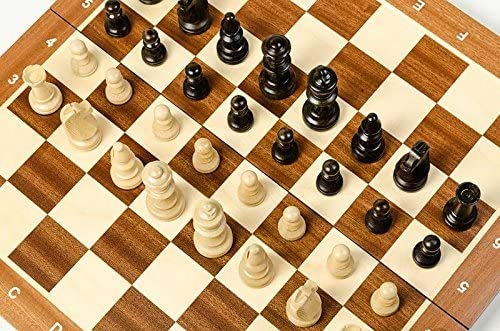Torneo Profesional de 19 "No.5 Juego de ajedrez de Madera de 48cm. Tablero de ajedrez de Caoba y sicomoro con Incrustaciones y Piezas Staunton lastradas