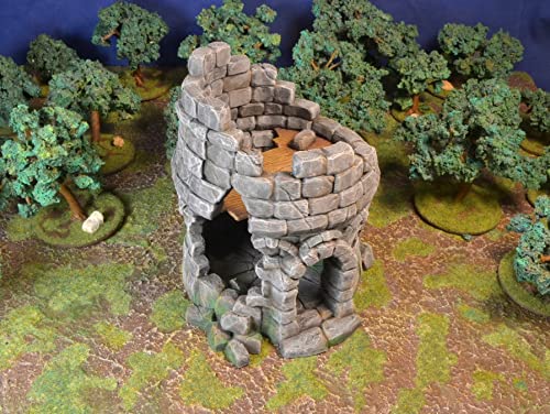 Torre en ruinas en miniatura, paisaje de terreno para mesa Wargame, escala de 28 mm, vikingos 3D