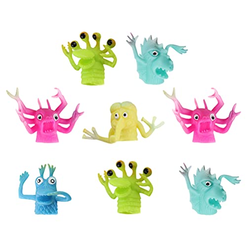 TOYANDONA 8 Piezas de Títeres de Dedo TPR Adorables Marionetas de Mano de Dibujos Animados de Goma Marionetas de Dedo Monstruo Pequeño Goblin Finger Fillers Juguetes