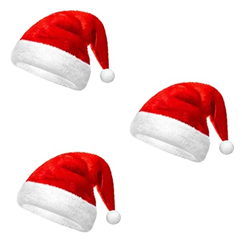 Tuofang 3 Pcs Gorro de Papá Noel, Gorros Navideños para Adultos para Niños, Gorro de Navidad, Sombrero de Navidad de Felpa, Gorros Navideños Rojos, para Fiesta Festiva de Año Nuevo para Unisex (3Pcs)