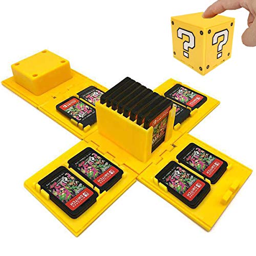 TUSNAKE Estuche para Juegos de Nintendo Switch,Funda para Tarjetas de Juego para Nintendo Switch con 16 Ranuras,Fun Gift for Kids (Question?/ Yellow)