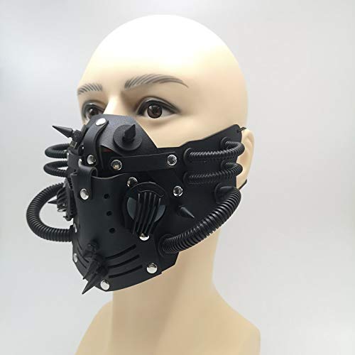 Ubauta Steampunk Máscara de cuero Máscara de cosplay Máscara de mascarada de remache punk-Negro