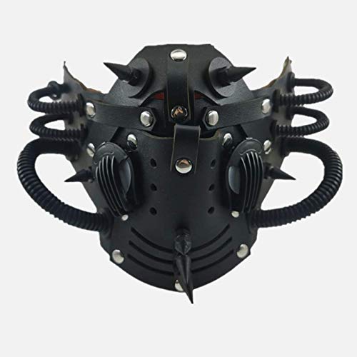 Ubauta Steampunk Máscara de cuero Máscara de cosplay Máscara de mascarada de remache punk-Negro