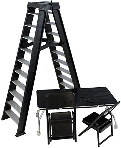 ULTIMATE LADDER & TABLE PLAYSET (BLACK) - RINGSIDE COLLECTIBLES EXCLUSIVE TOY WRESTLING ACTION FIGURE ACCESSORY PACK by Wrestling