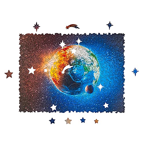 UNIDRAGON Rompecabezas de madera, el mejor regalo para adultos y niños, piezas de rompecabezas de forma única Space Planet Earth, 31 x 23 cm, 250 piezas, tamaño mediano