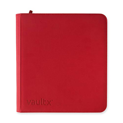 Vault X Carpeta Exo-Tec Premium Zip - Álbum de 12 Bolsillos para Cartas Coleccionables - 480 Bolsillos de Inserción Lateral con una Cremallera TCG (Rojo)