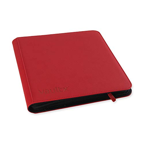 Vault X Carpeta Exo-Tec Premium Zip - Álbum de 12 Bolsillos para Cartas Coleccionables - 480 Bolsillos de Inserción Lateral con una Cremallera TCG (Rojo)