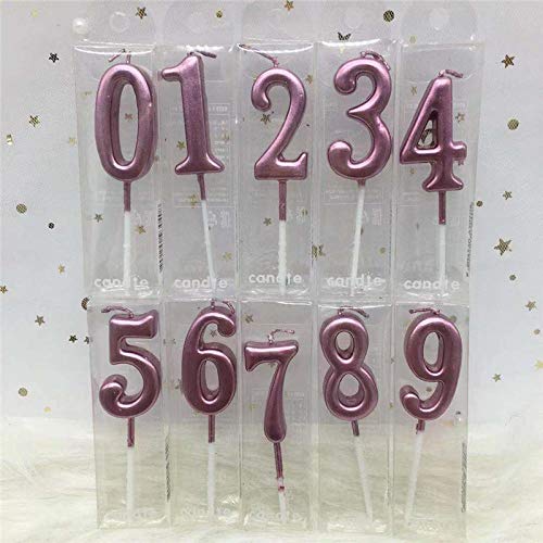 Velas De Cumpleaños Número1 unid Velas de oro rosa de plata para decoraciones de fiesta de feliz cumpleaños 0-9 Número de pastel Cupcake Topper Suministros-Oro rosa 8