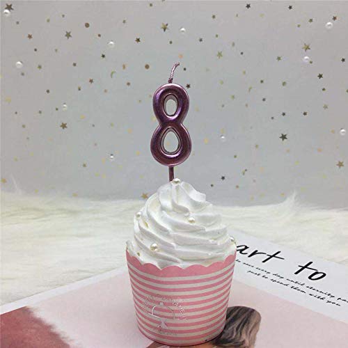 Velas De Cumpleaños Número1 unid Velas de oro rosa de plata para decoraciones de fiesta de feliz cumpleaños 0-9 Número de pastel Cupcake Topper Suministros-Oro rosa 8