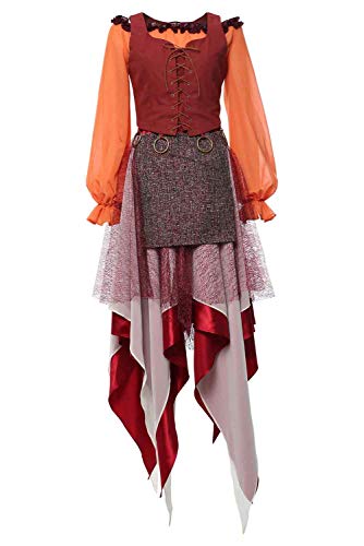 Vestido Mary Sanderson para mujer, disfraz de bruja de algodón naranja, disfraz de bruja para Halloween, carnaval, disfraz de disfraz, naranja, M