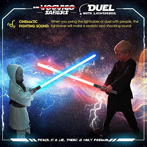 Vogvigo Lightsaber, LED-RGB Espada Laser 7 Colores Sable de Luz con Mango de Metal, 1 Juegos de Sonido de Combate Simulado, 丨Cosplay Jedi Knight丨Carga USB(77cm Darth-Negro)