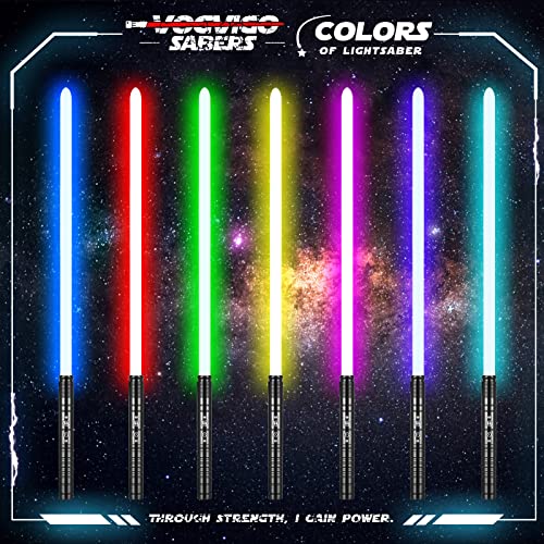 Vogvigo Lightsaber, LED-RGB Espada Laser 7 Colores Sable de Luz con Mango de Metal, 1 Juegos de Sonido de Combate Simulado, 丨Cosplay Jedi Knight丨Carga USB(77cm Darth-Negro)