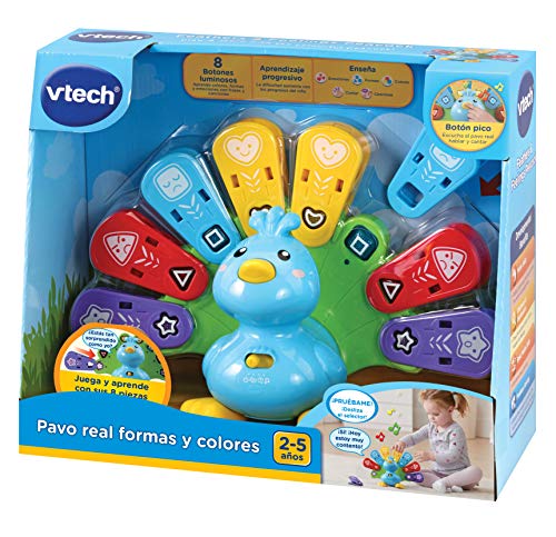 VTech- Pavo Real Formas y Colores Mascota interactiva con luces canciones y melodías. (3480-525822) , color/modelo surtido