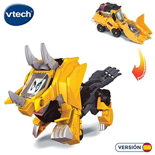 VTech- Switch & Go Dinos Juguete Brutus, El triceratops Excavadora, Color amarillo (3480-195122)