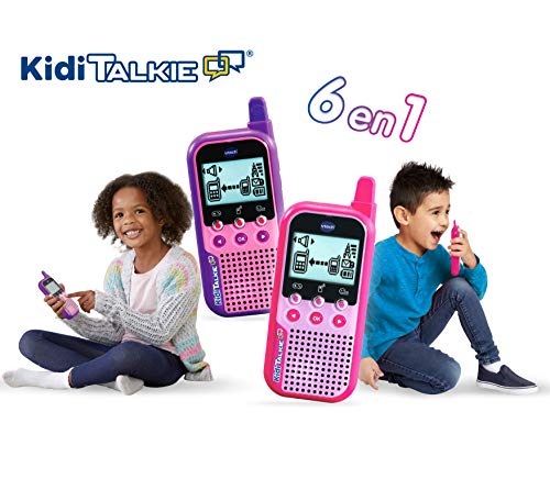 VTech VTech-123-518557 KidiTalkie 6 en 1, Walkie-Talkie para niños, envía Mensajes y Juega con una conexión Segura, versión ESP, Color Rosa (3480-518557)