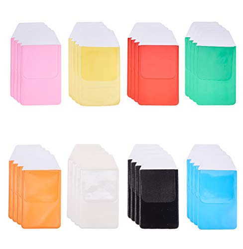 WANDIC Protectores de bolsillo, 32 piezas impermeables de plástico para tarjetas de identificación, tarjetas de identificación, suministros de oficina para fugas de bolígrafo, 8 colores