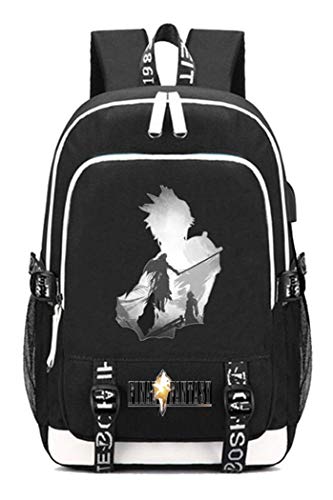 WANHONGYUE Final Fantasy Juego Bolsa de Estudiante Mochila para Portátil con Puerto de Carga USB y Conector para Auriculares /7