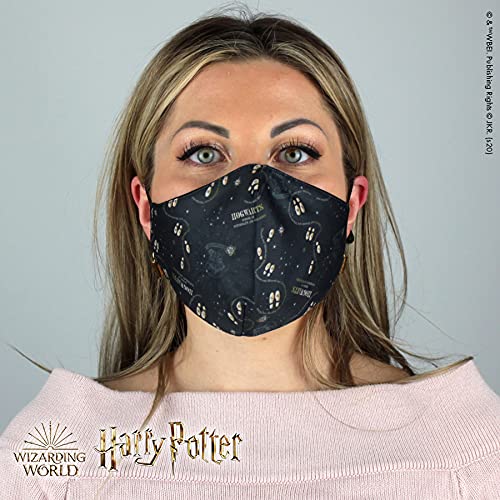 Warner Bros. Harry Potter Superheroes Mouthguard Masks Fabric Mask Adjustable Elastic Band Adult & Teen Comic Mask Nose Guard Mouth Noses (Footsteps - Pattern)