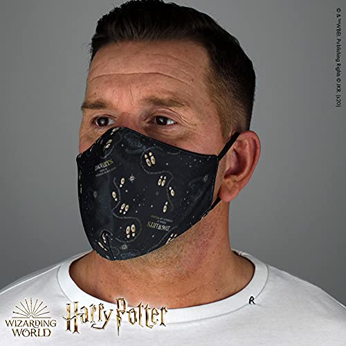 Warner Bros. Harry Potter Superheroes Mouthguard Masks Fabric Mask Adjustable Elastic Band Adult & Teen Comic Mask Nose Guard Mouth Noses (Footsteps - Pattern)