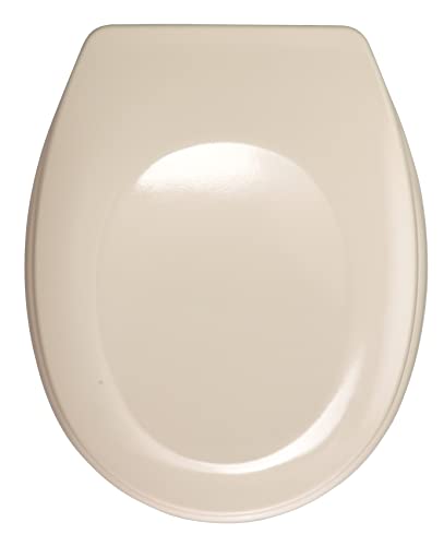 WENKO Tapa de WC Bergamo beige - antibacteriano, sujeción de acero inox, Duroplast, 35 x 44.4 cm, Beige