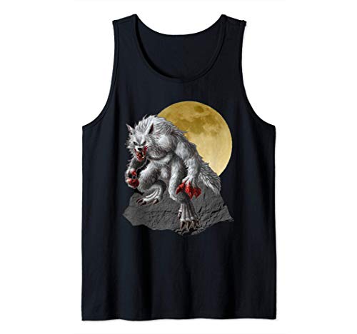 Werewolf Full Moon Scary Angry Wolf Halloween Monster Camiseta sin Mangas